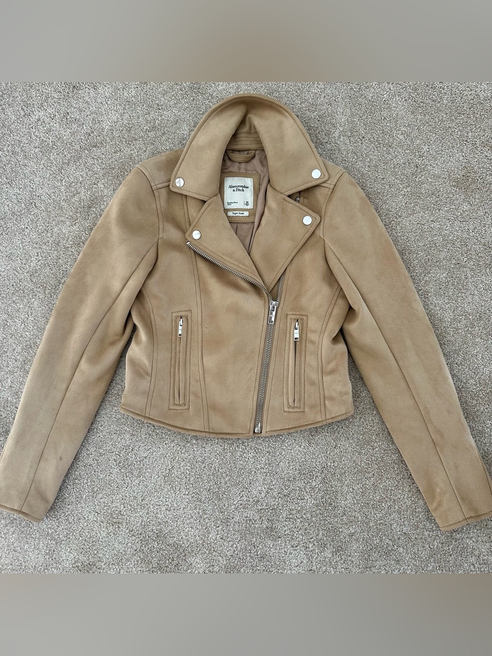 Abercrombie & Fitch Women's Tan Vegan Suede Moto Jacket - NWOT